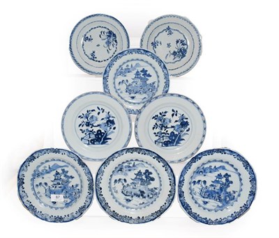 Lot 87 - A collection of 18th century Chinese blue and white plates, comprising four painted in...