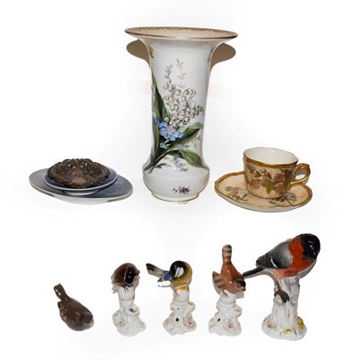 Lot 89 - A 20th century Meissen model of a bird, Royal Copenhagen items, Royal Worcester tea cup and saucer