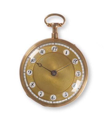 Lot 407 - A Gold Musical and Quarter Repeating Open Faced Pocket Watch, circa 1810, movement with musical and