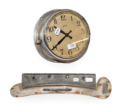 Lot 105 - A chrome plated ships bulkhead timepiece, signed Smith, 26cm diameter, together with a...