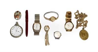 Lot 129 - Various lady's and gent's watches including a Roamer 9ct gold cased ladies wristwatch on plated...