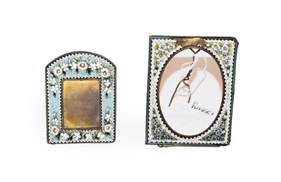 Lot 134 - Two micro mosaic small easel photograph frames, largest 8.5cm