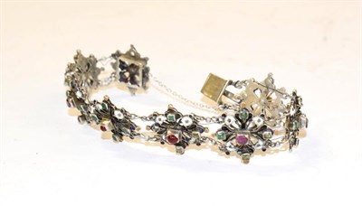 Lot 138A - A late 19th century Austro-Hungarian enamel and gem set bracelet, length 18.5cm