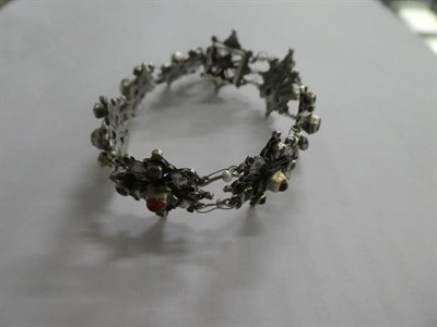 Lot 138 - A late 19th century Austro-Hungarian enamel and gem set bracelet, length 18.5cm