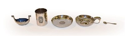 Lot 161 - A collection of silver and silver plate including, a Christofle silver plate wine-taster, an...