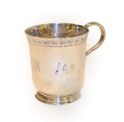 Lot 171 - A Victorian silver mug, by Arthur Sibley, London, 1866, tapering and on spreading foot, later...