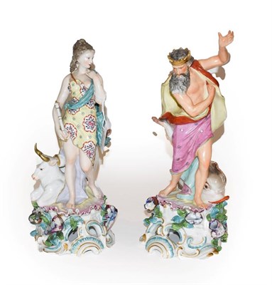 Lot 175 - A pair of Samson figures after Derby, allegorical of Neptune and Europe, tallest 32cm