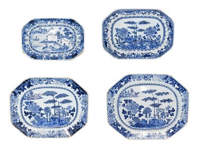 Lot 178 - A Chinese 18th century assembled set of four graduated serving dishes, of canted rectangular...