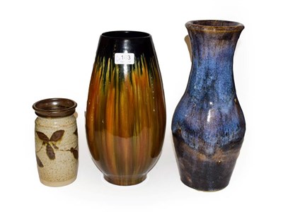 Lot 183 - Assorted glazed Studio pottery including Bretby vase, Nethybridge Pottery, together with modern...