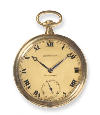 Lot 417 - A 18ct Gold Open Faced Pocket Watch in the Original Fitted Case, retailed by Tiffany & Co,...