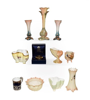 Lot 188 - A quantity of Royal Worcester, Lock and Co. and Hadley ware, including a pedestal specimen vase...