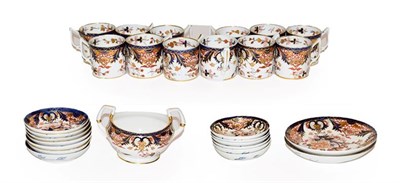 Lot 196 - A tray of 19th century Derby coffee wares, decorated in the Imari palette, comprising; twelve...