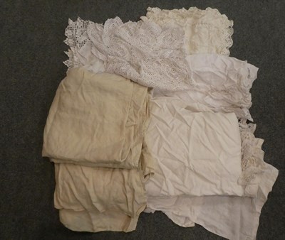 Lot 231 - Four boxes of assorted white linen and cotton cloths, chenille cloths and other textiles (four...