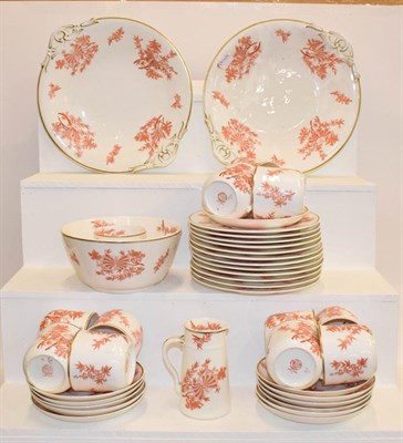 Lot 267 - A Grainger & Co Worcester tea set, printed in red and with gilt decoration (one tray)