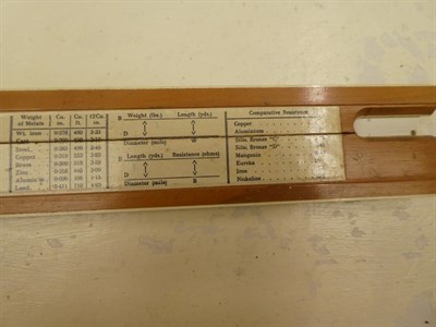 Lot 271 - Tray of scientific items including two cased balances, Faber Castell slide rule, cased...