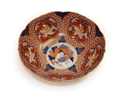Lot 272 - A Japanese scalloped Imari bowl, marked for Fukagawa, 27cm diameter; together with a similar...