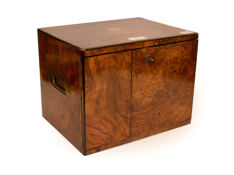 Lot 273 - A Victorian burr walnut fitted specimen chest, with Bramah lock, 30cm by 23cm by 23.5cm high