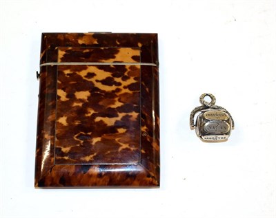 Lot 279 - A Victorian tortoiseshell card case and a white metal rotating seal fob for days of the week (2)