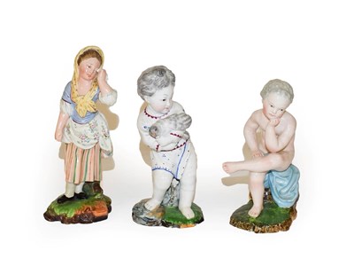 Lot 282 - A Höchst Damm Earthenware Figure of a Boy, 19th century, after the model by J P Melchior, standing