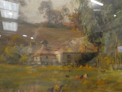 Lot 1003 - European school (late 19th century) country cottages in landscape, indistinctly signed, oil on...
