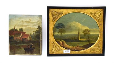 Lot 1006 - English school (19th century) View of a country church, oil on panel, 22cm by 26cm, together with a