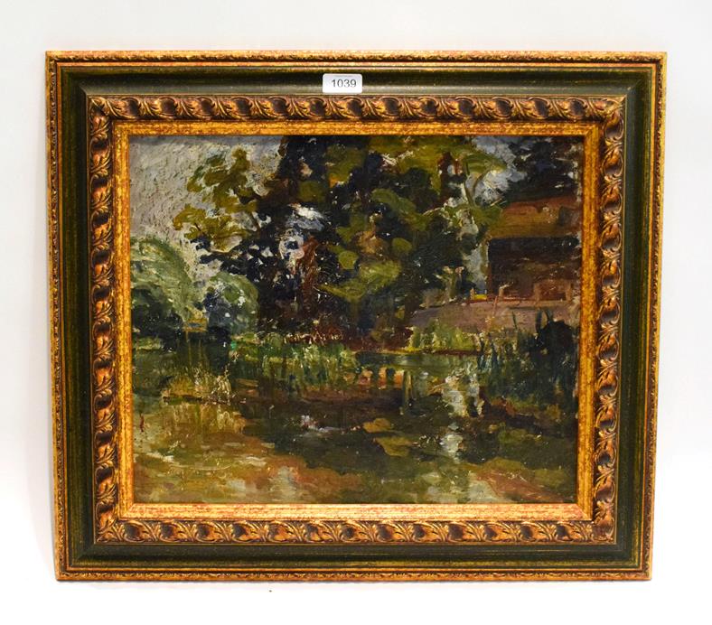 Lot 1039 - Alexander Jamieson (1873-1937) Scottish, ''Burnside, the studio - Weston Turville, Aylesbury'', oil
