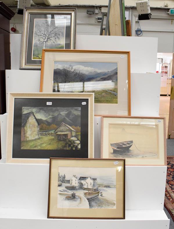 Lot 1046 - A quantity of late 19th / 20th century oils, watercolours and mixed media works, to include...