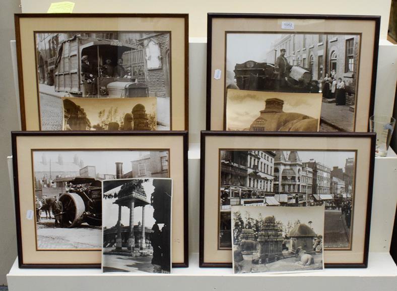 Lot 1052 - Four loose original monochrome photographs, four unframed depicting ancient buildings in India,...