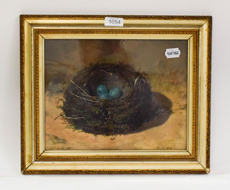 Lot 1054 - H H Birdsall, 'Thrustle Nest', oil, signed and dated 1905, 23cm by 30cm