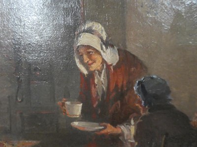 Lot 1056 - Alexander Rosell (1859-1922) Pair of interior scenes, figures dining, oils on canvas, signed,...
