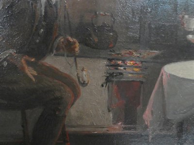 Lot 1056 - Alexander Rosell (1859-1922) Pair of interior scenes, figures dining, oils on canvas, signed,...