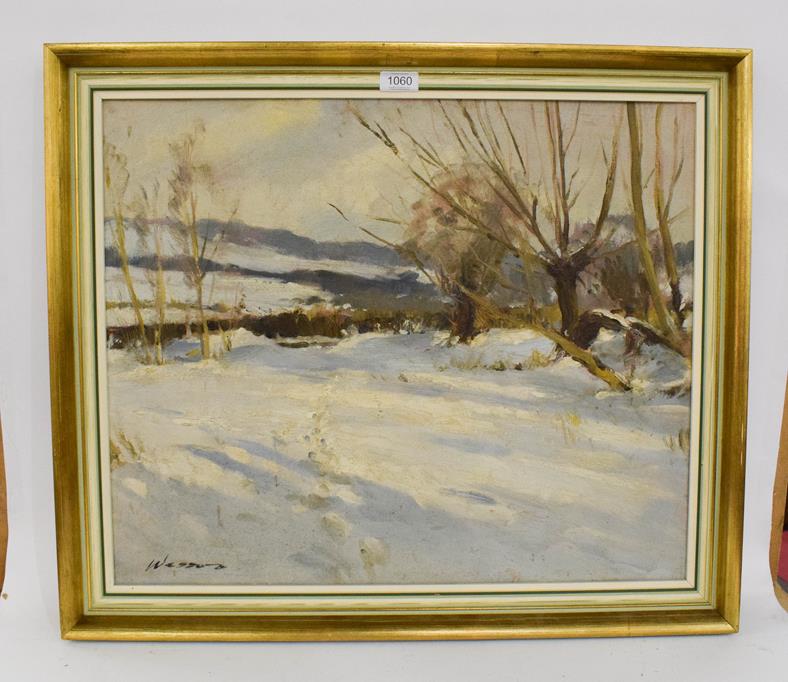 Lot 1060 - Edward Wesson (1910-1983) Snowscape, signed, oil on board, 49cm by 60cm