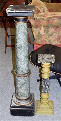 Lot 1074 - Two faux marble columns, tallest 116cm high (2)