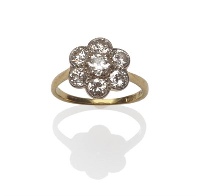 Lot 436 - A Diamond Cluster Ring, the round brilliant cut diamonds in white claw and millegrain settings,...