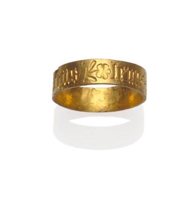 Lot 439 - A Medieval Gold Ring, 15th Century, inscribed with 'JATENS TENIR', a French inscription meaning...