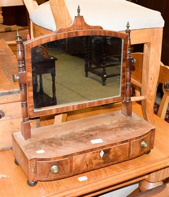 Lot 1130 - A Regency mahogany inlaid dressing table mirror, with turned supports and ivory escutcheon, 48cm by