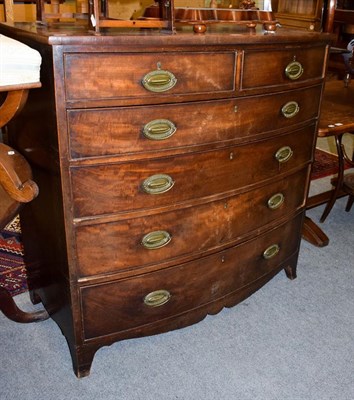 Lot 1142 - A George III mahogany five-height bow-front chest of drawers, 114cm by 60cm by 113cm high