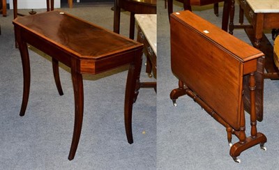 Lot 1151 - A Regency mahogany side table, crossbanded in satinwood, 91cm by 42cm by 71cm high; together with a