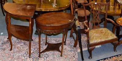 Lot 1163 - A Georgian ash armchair on cabriole supports, together with a mahogany occasional table and similar
