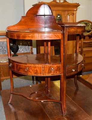 Lot 1206 - A Georgian inlaid mahogany corner washstand, 60cm by 107cm high; together with another mahogany...