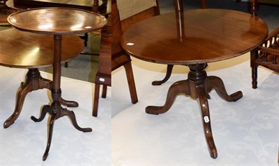 Lot 1209 - A 19th century mahogany dish-top tripod wine table, 50cm diameter by 73cm high together with a...