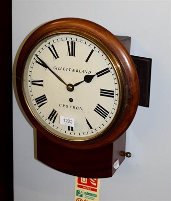 Lot 1222 - A mahogany wall timepiece, painted dial signed Gillett & Bland, Croydon, circa 1890