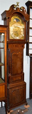 Lot 1227 - A George III oak and mahogany eight-day longcase clock, with brass arch top dial, silvered...
