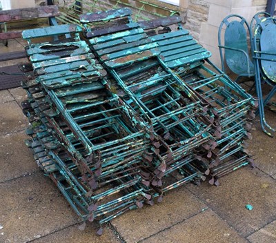 Lot 1239 - Approx. thirty painted metal folding garden chairs with wooden slats