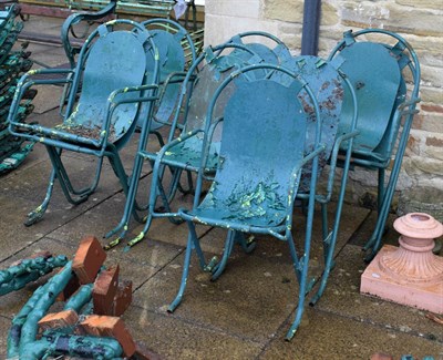 Lot 1240 - Nine painted metal garden chairs