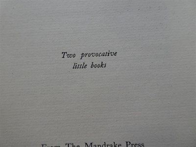 Lot 45 - Mandrake Press Stephensen (P.R.), The Legend of Aleister Crowley, Being a Study of the...