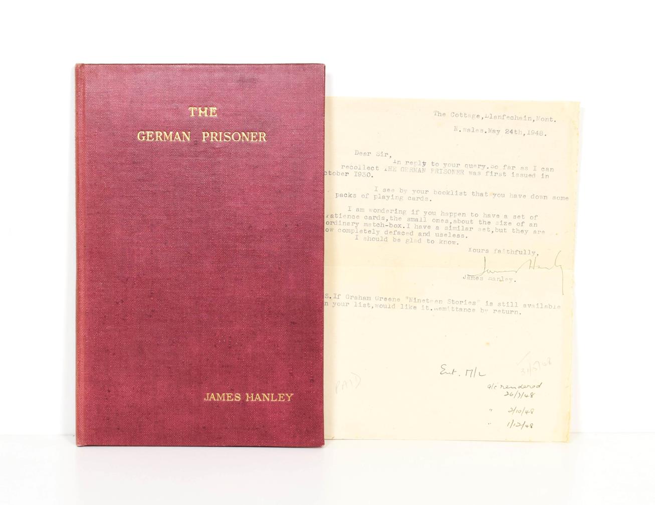 Lot 52 - Hanley (James) The German Prisoner, private printing, [1930], numbered limited edition of 500,...
