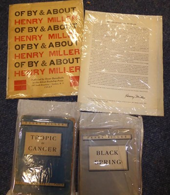 Lot 105 - Miller (Henry)  Black Spring,  Paris; Obelisk Press, October 1938, second edition, original...