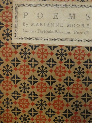 Lot 129 - Moore (Marianne) Poems, The Egoist Press, 1921, original printed wraps, modern card folder