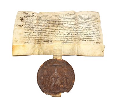 Lot 141 - Yorkshire A James I letters patent, licence of alienation from Edmund Bawdwen to Thomas...